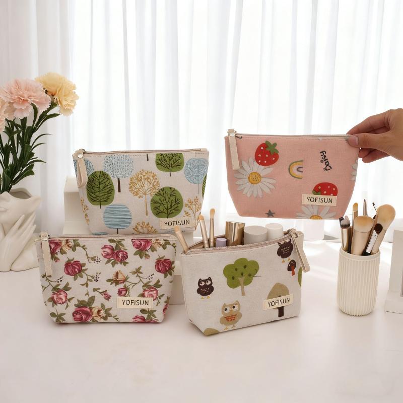 Cosmetic Bags Zipper Opening Key Card Holder Cartoon Student Pencil Case Coin Purse Ladies Hand Portable Storage Bag