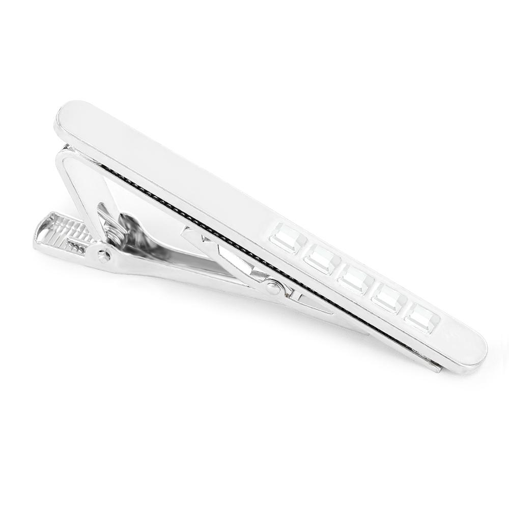 

6Styles Funny Red Black Blue Pink Clear Crystal Paved Mens Tie Clip Classic Formal Party Anniversary Jewelry Accessories