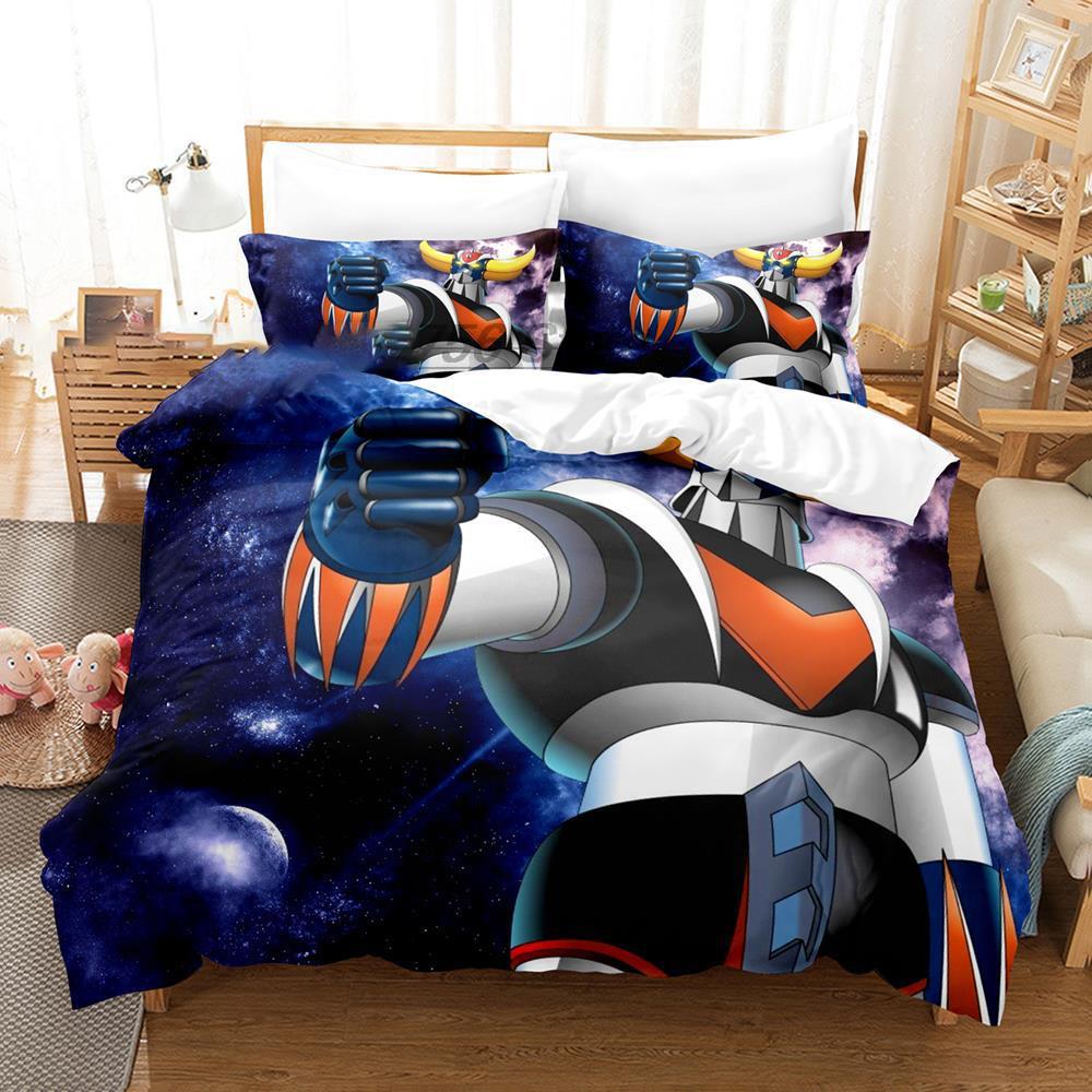 Cartoon Goldorak Grendizer UFO Robo Bedding Set Boys Girls Twin Queen Size Duvet Cover Pillowcase Bed Kids Adult