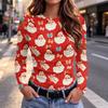 Damen Slim Fit Langarm-T-Shirt mit festlichem Aufdruck am Ausschnitt Lässiges Oberteil
