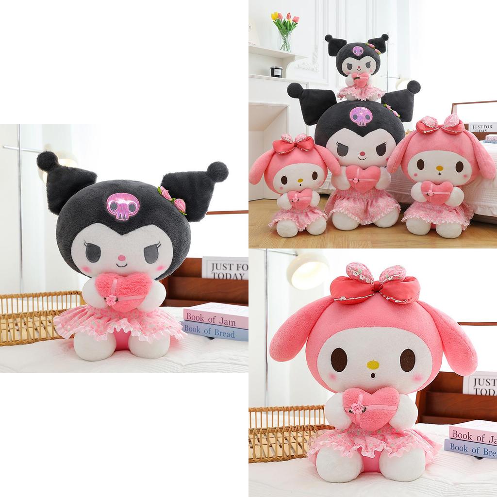 Romantic Flower Sea Kuromi Doll Melody Plush Toy Large Stuffed Doll Birthday Gift