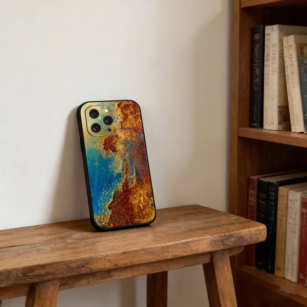 Retro Industrial Style Rusty Phone Case For iPhone 17, 16,15,14,13,12,11 Plus,Pro Max, Others Soft Black Cover iPhone16Plus