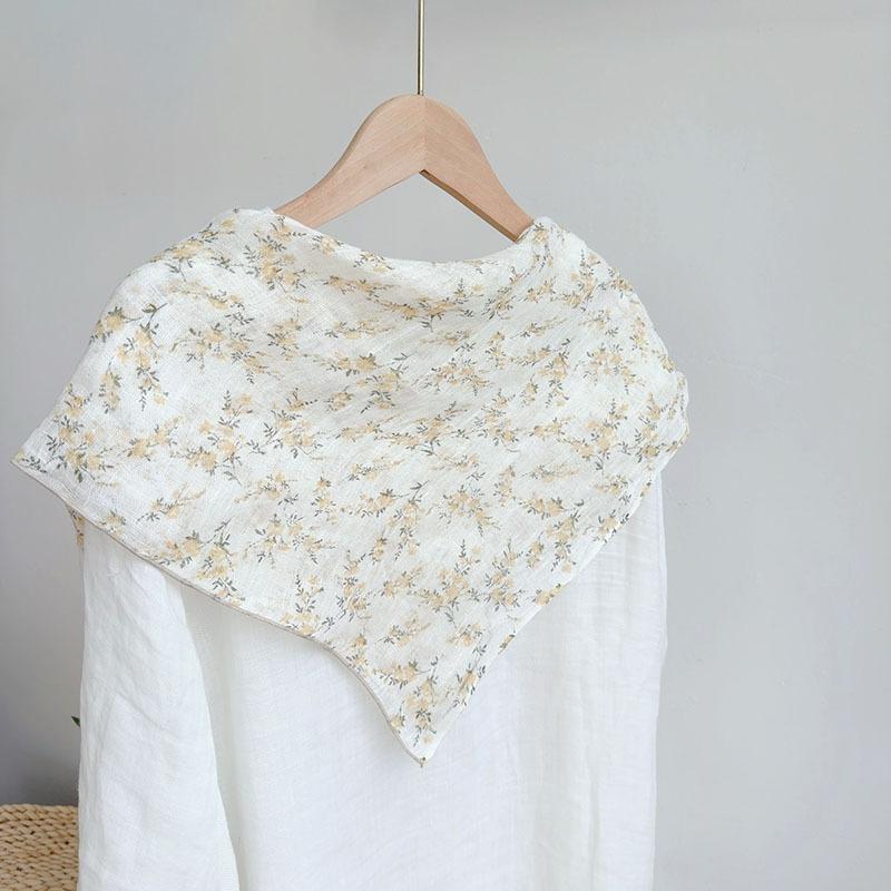 Scarf Linen Women Summer Beige Square Breathable Sun Protection Neck Head Wrap Accessory For Spring Autumn Holiday