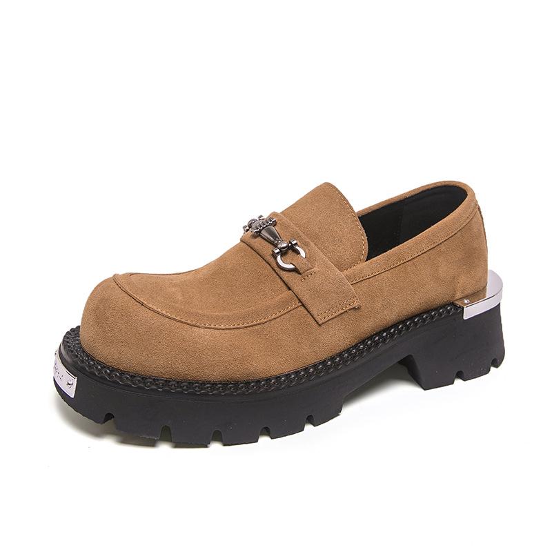 Men s Retro British Style Height-Increasing Leather Shoes with Thick Sole - Spring/Autumn 2025 46