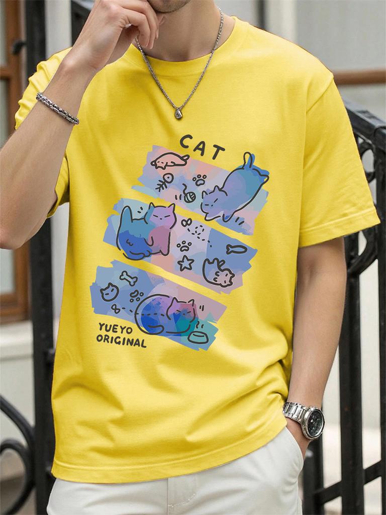 Colorful Three Cats Trendy Printing TShirts Womens Summer Cotton Short Sleeve Tees ONeck Comfortable Loose Tops Casual Clothes