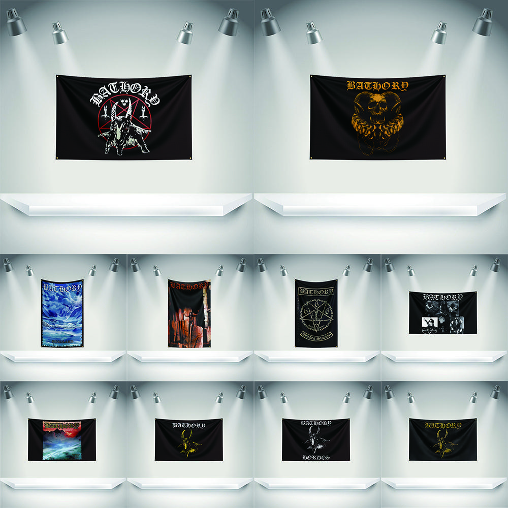 B-Bathorys Flag Rock Music Band Banner HD Printing Tapestry Exhibition, Music Band Fans, Garage Decor