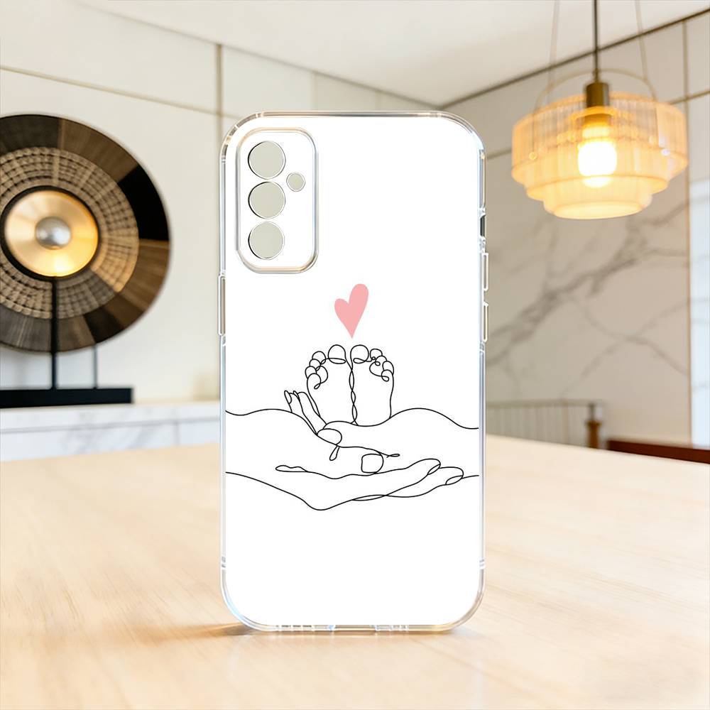 Baby Mom daughter Son Dad Hand Phone Case Transparent Silicone Soft For SamsungA10,12,20,21S,30,31,40,50,51,52,70,71