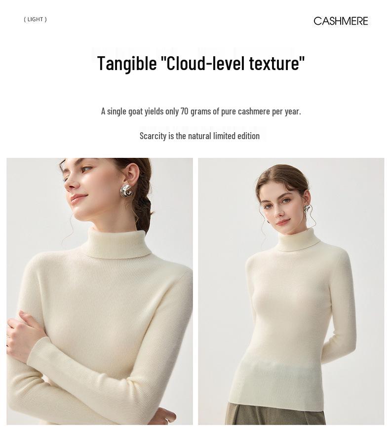 Women's 2026 Seamless High Neck Cashmere Sweater – Slim Fit Winter Base Layer