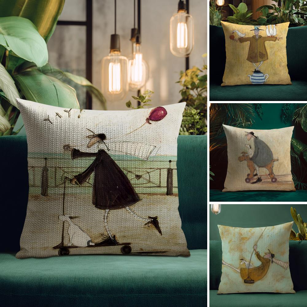 Fashion Sam Toft Cushion Cover Natural Linen Pillow Case Double-Sided Print Decorative Sofa Pillowcase Home Decor Gift