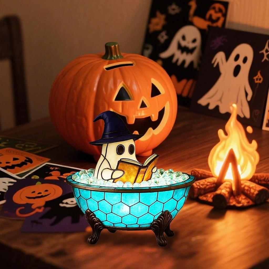 Halloween Ghost Bubble Bath Lamp, Bathtub Ghost Night Lights, Cute Led Lamp for Bathroom Decor, Spooky Reading Books Nightlight