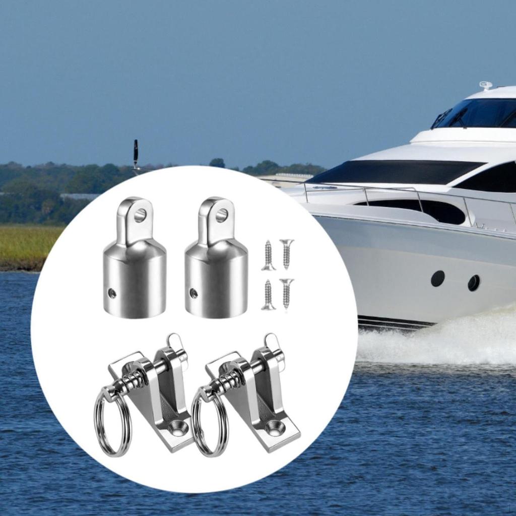 2 Pieces Deck Hinges and Eye End Caps Kit Fits for 1 inch Tube Stainless Steel