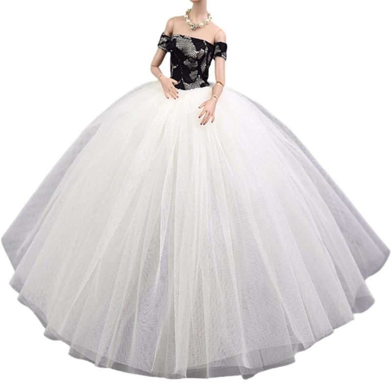 Robe bouffante élégante à manches pour poupées de 6 pouces Vêtements Robe de mariée avec coutures détaillées Pour exposition et collection