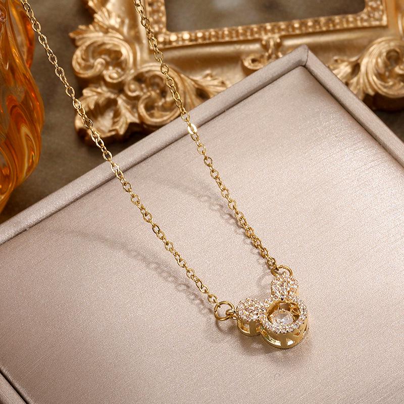 Agile Mickey Titanium Steel Clavicle Necklace – Trendy Korean Style Pendant for Women