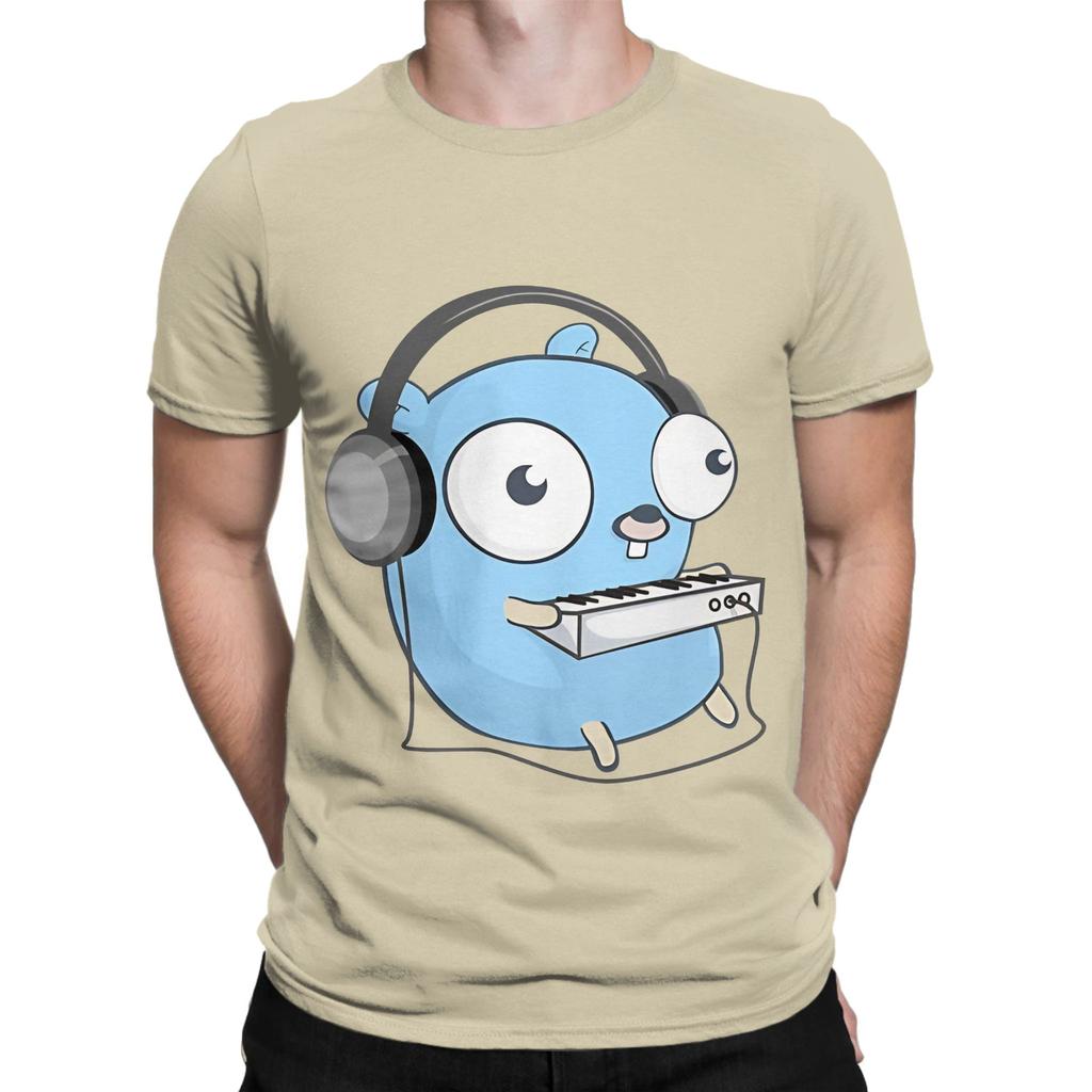 The Golang Mascot Music Black Edition Graphic 100 Cotton TShirt gopher Tees Tops For Unisex