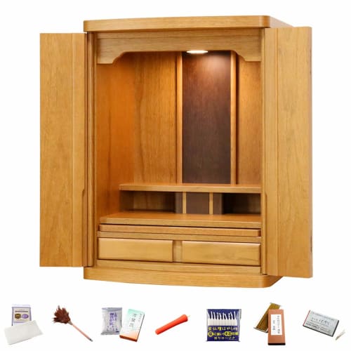 Kyoto Butsudan Hayashi Mini Buddhist Altar, Modern Cube, Medium Color, Size 18 (Made In Japan), 54cm H X 40cm W X 30cm D. [Kyoto Butsudan Hayashi Orig