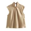 Fashion Style Winter New Women's Clothing Elegant Slim Looking All-Matching Sleeveless Silk Satin Texture Tops 3666175 307