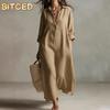 Fashion Summer Spring Solid Color Print 1/2 Sleeves V-Neck Casual Dresses