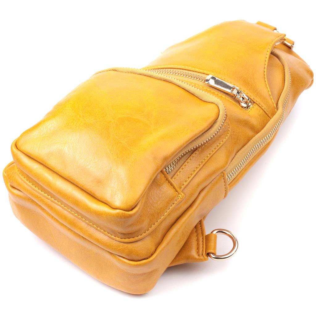 Bright Women's Sling Bag Over the Shoulder Made of Eco-leather VINTAGE Bag 22753 Yellow