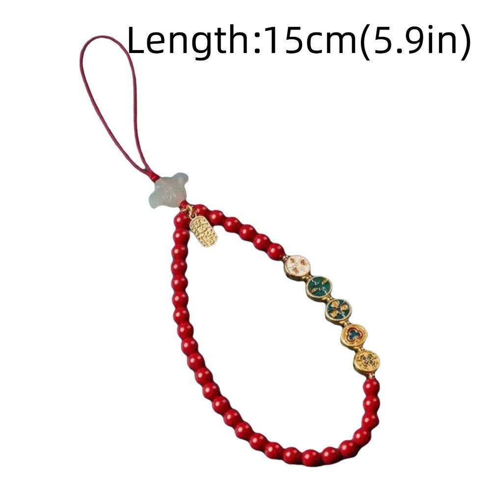 High-end Red Rope Mobile Phone Chain Handmade Woven This Life Year Pendant  Fashion Accessories