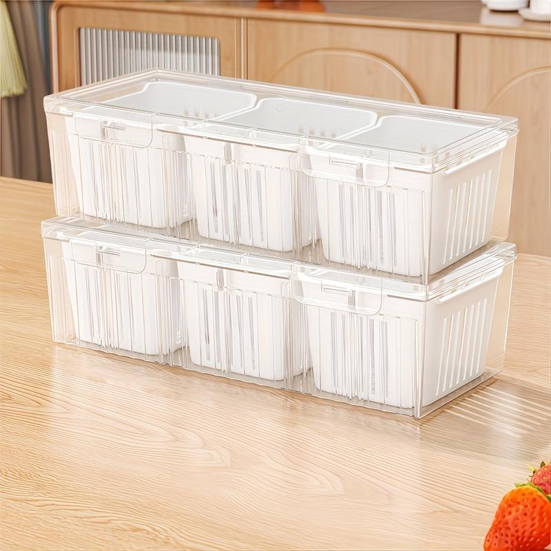 Многоразовые контейнеры 2 набора контейнеров для хранения продуктов с КРЫШКАМИ Многоразовые квадратные прозрачные контейнеры с отделениями для холодильников 2 Sets белый 669₽