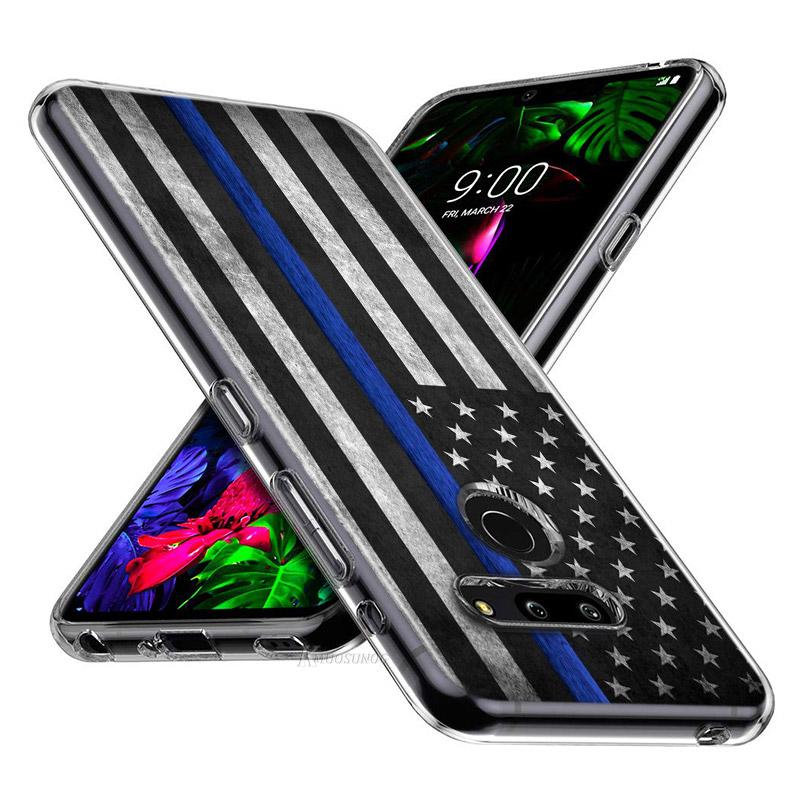 Thin Blue Line American Flag For LG V60 V50S V50 G8X G8S G8 G7 ThinQ 5G K61 K51S K41S K30 K20 Q60 Q9 Soft Phone Case