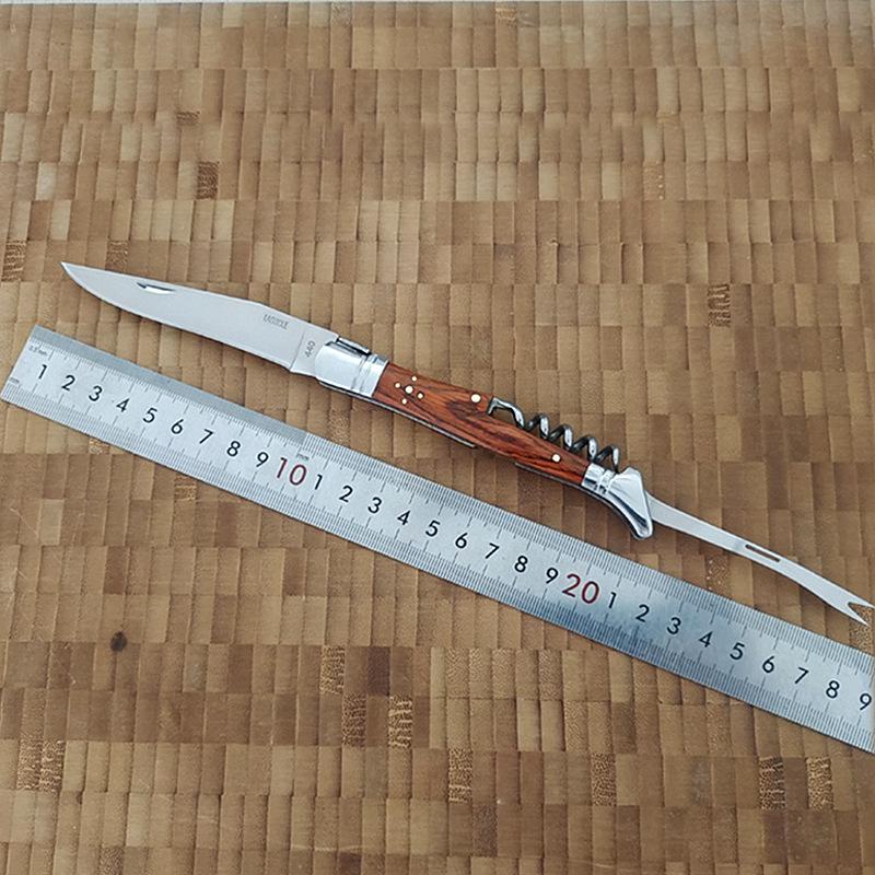 Tibușon de vin cu furculiță Deschidetor de conserve Cuțit de vin Mâner din lemn Sommelier Sticle de bere Tăiător de folie Borcan din oțel inoxidabil Ustensile de bucătărie