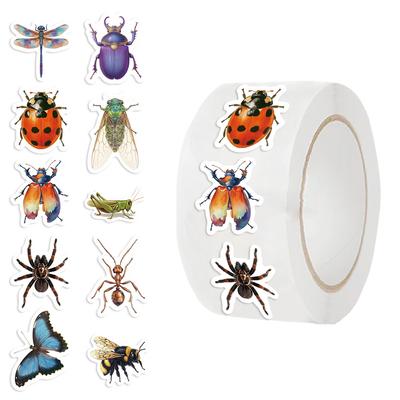 500 Afbeeldingen/rol Rolsticker Hot-selling Tape Kleine Insecten Uitdrukking Handboek Materiaal Decoratieve Enveloppezegelsticker