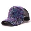 Colorful Diamond-studded Summer Baseball Cap Travel Sun Hat Peaked Cap Hip Hop Hat Mesh Sun Hat