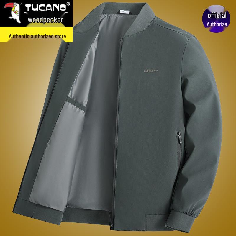 Woodpecker Men s Versatile Stand Collar Jacket - Spring/Autumn 2025 Fashion for Middle-Aged Dads XL for 115-135 lbs