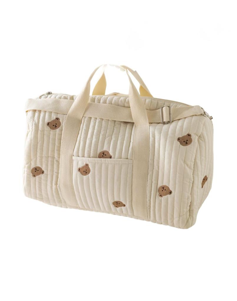 LIMSE totto&cot Mother's Bag, Large Capacity, Lightweight Cotton, Quilted-Style Embroidery, Cute Boston Bag for Women, Shoulder Bag, Tote Bag, 3-Way