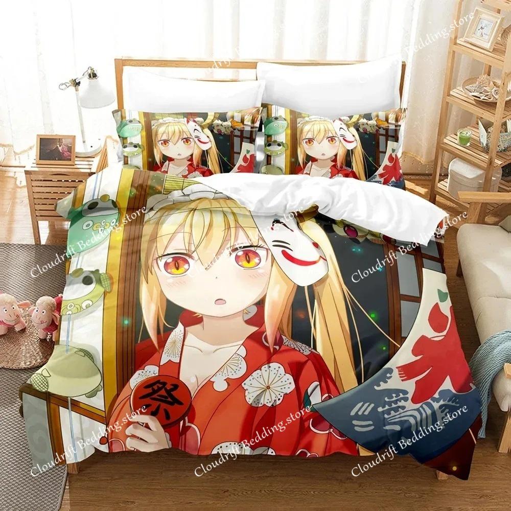 Zestaw pościeli z nadrukiem D Miss Kobayashis Dragon Maid Anime Kanna Poszewka na kołdrę Podwójna Twin Pełna Queen King dla dorosłych i dzieci Poszewka na kołdrę