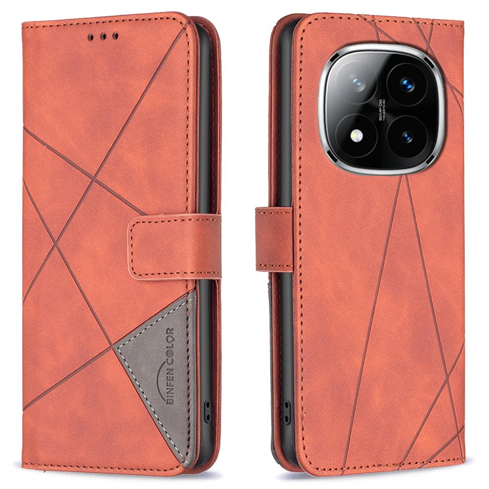 BINFEN COLOR For Xiaomi Redmi Note 14 Pro 4G Phone Cases Wallet Stand Geometry Imprinted Leather Cover