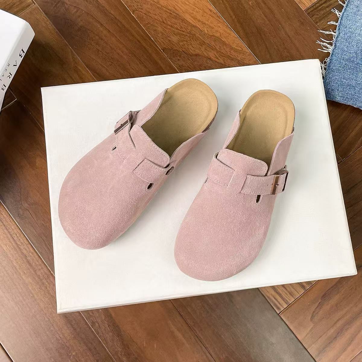 

Модные женские замшевые тапочки-сабо с регулируемой пряжкой, стелька для дома, тапочки-сабо для отдыха на пляже, сандалии с поддержкой свода стопы 43 розовый