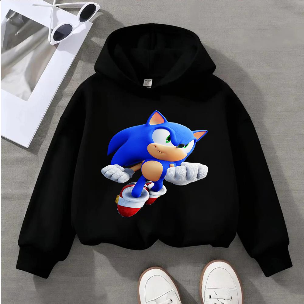 Boys Girls Sonic The Hedgehog Kids Sweatshirt Print Long Sleeve Casual Pullover Children's Cartoon Top