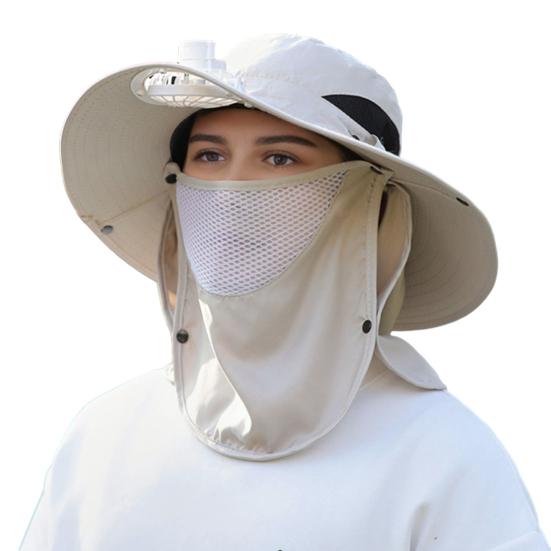 Solar Fan Hat with Face Guard Neck Flap UPF 50+ UV Protection
