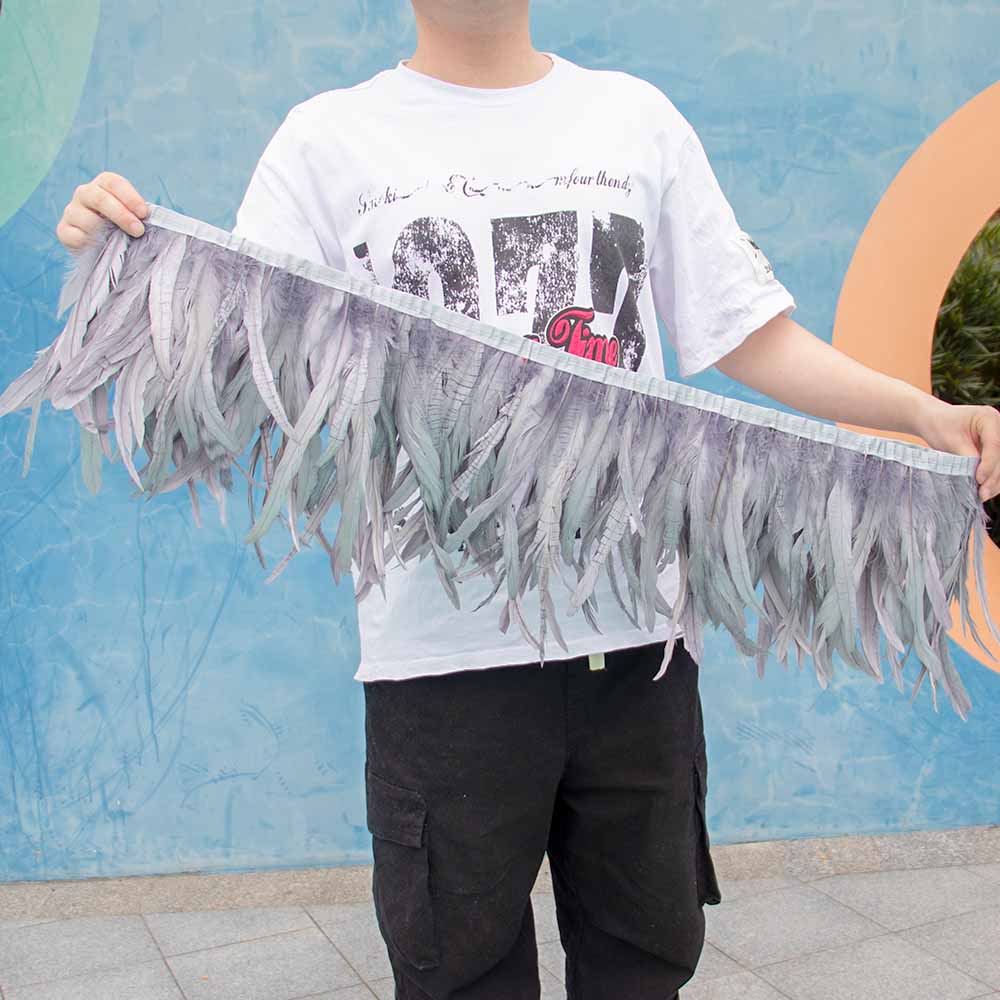 1 Meter Natürliches Rotes Hahnenhechel Federbesatz Fransen 10-12 Zoll Hochzeit Karneval Party Dekoration DIY Kleidung Nähen Handwerk