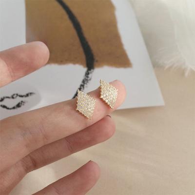 Super Flash Diamond Zircon Earrings Korean Style Everyday High-end Versatile Earrings for Women