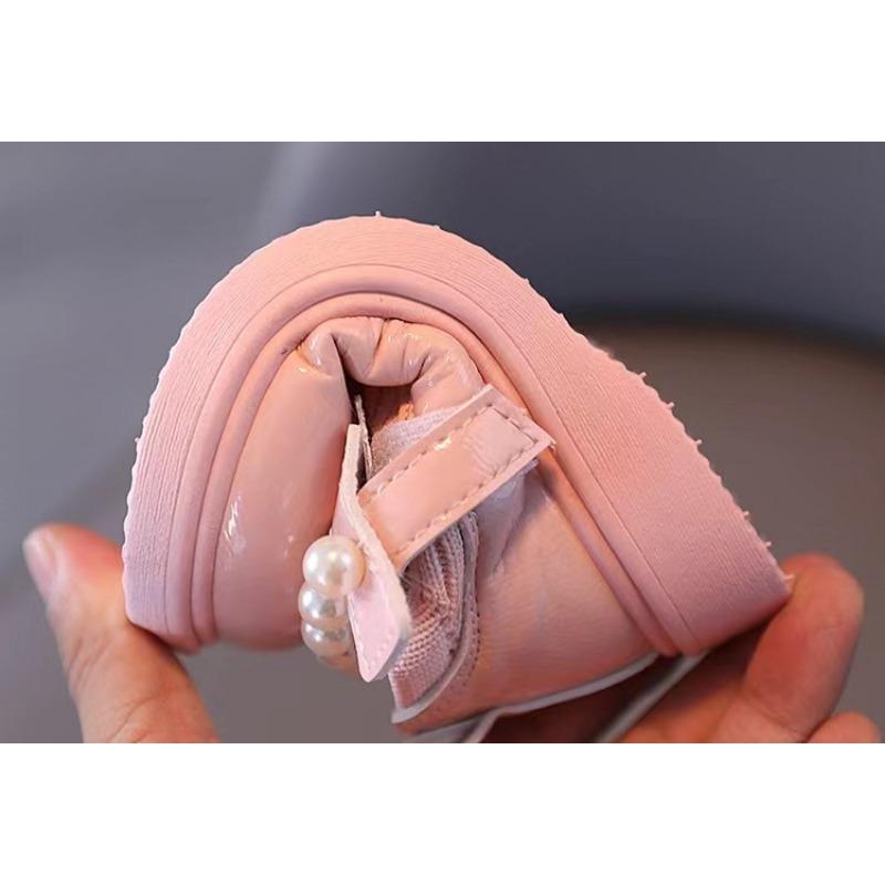 Little Girls Fashion Princess Pearl Leather Casual Low Top Flat Shoes