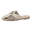 Guochao evening flat French temperament lazy one pedal new French gentle baotou half slippers female summer