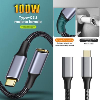 5A USB C Extension Cable Male To Female 10Gbps Gen2 Laptop Cord Charging 100W Pro Quick USB3.1 J3R6