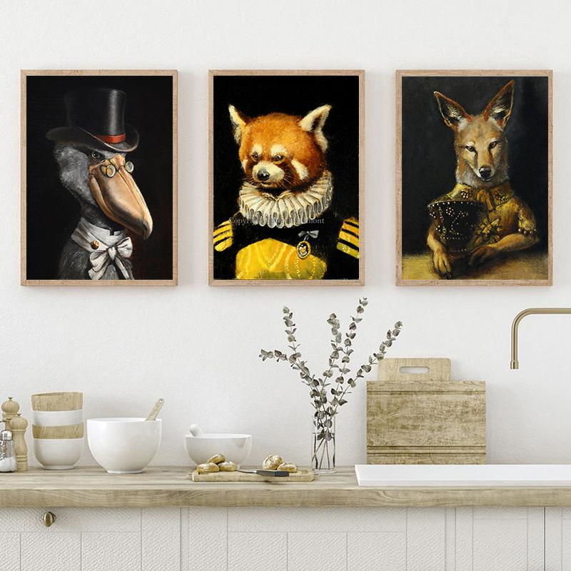 Hundeporträt, Haustierporträt, königliche Renaissance-Tiermalerei, lustiges Poster mit Katze und Hund