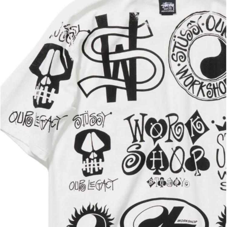 Stussy Our Legacy Collaboration SS26 Workshop Pig Dyed Tee Full Print Graffiti Loose Fit Drop Shoulder Short Sleeve T-Shirt Unisex Tops ST3904054NATL