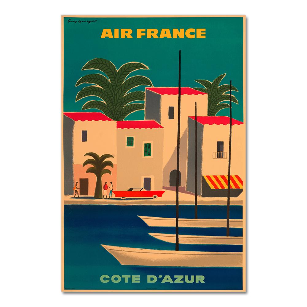 Vintage veggbilder Kraft plakat belagt veggklistremerke Hjemmedekorasjon Gave Reise til Europa Japan av Air France Lerretsmaling