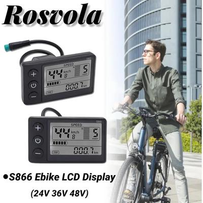 S866 Electric Bicycle LCD Display Meter 24V 36V 48V Control Panel with Waterproof Plug for 22.2mm/0.9in Handlebars Refitment