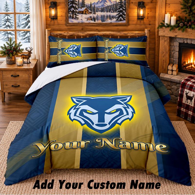 Warrington Wolves Pattern Bedding 3Pcs Set Custom Name, Bed Sheet And Pillowcases For Home Bedroom