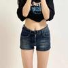 Damen Niedrige Taille Dunkelblaue Jeans-Shorts Slim Fit Booty Shorts Lässige Streetwear Heißhosen