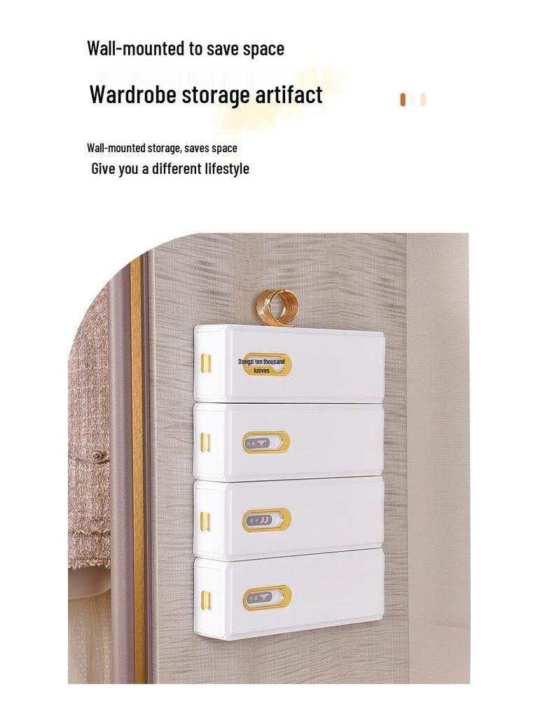 Wall-Mounted Sock & Underwear Organizer: Drawer-Style, Grid Design, Space-Saving Solution