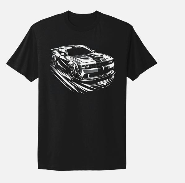 Mens Clothing Hot Selling In Spring and Summer Car Enthusiast V8 Muscle Car Pattern Printed Cotton Casual Short Sleeved Tshirt