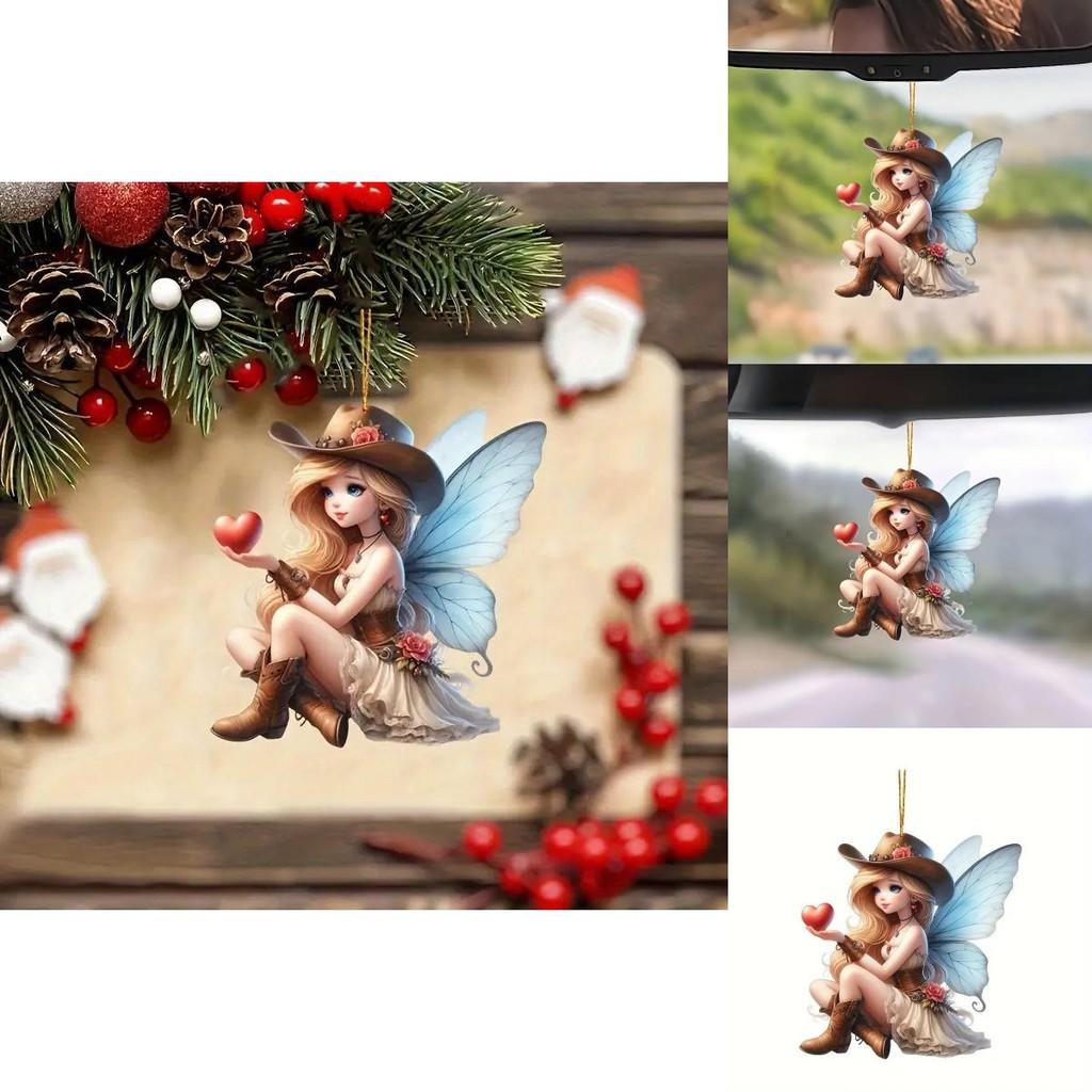 Adorable Acrylic Cartoon Car Rearview Mirror Decoration Keychain Pendant For Vehicles