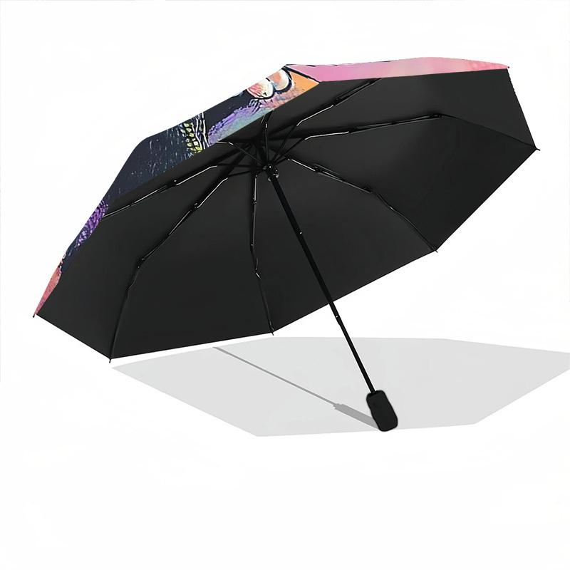 1PC Black Cat Art Automatic Open/Close, 8-Rib Durable Frame Compact Travel Umbrella for Men & Women S1222009